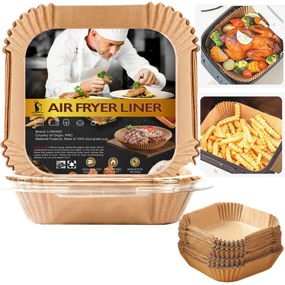 Air Fryer Liners Disposable 9 Inch, 9 inch Air Fryer Liners 125 Pcs Large Square Air Fryer Paper Liners for 5QT 6qt 8QT Air Fryer, Non-stick Parchment Paper for Frying, Baking