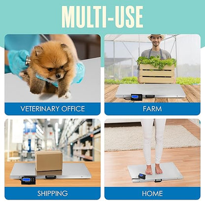 Houseables Dog Scale, Dog Scale for Large Breed, Pet, 660 LB, Livestock, Pet Weight, Animal, Veterinary, Sheep, Goat, Pig, Shipping, Packages, Weighing, Puppy, Vet, Heavy Duty, Digital, 41x21 Platform