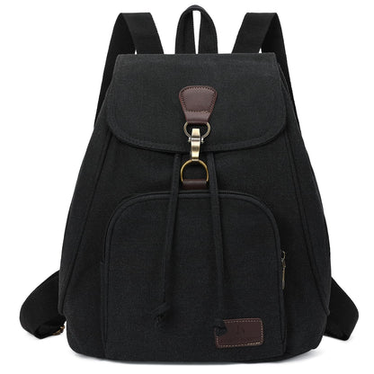 GAEKEAO Small Backpack for Women Canvas Mini Backpack Purse Casual Daypack for Daily Travel Work Sports College Shopping (Black)