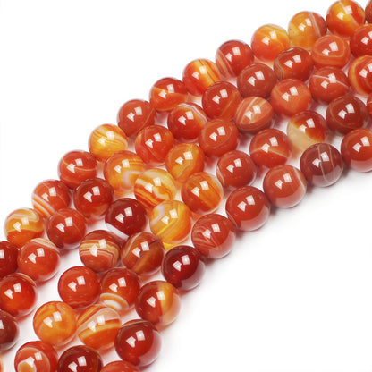 MJDCB Natural Red Striped Agate Beads Round Loose Beads for Jewelry Making DIY Bracelet Necklace (4mm)