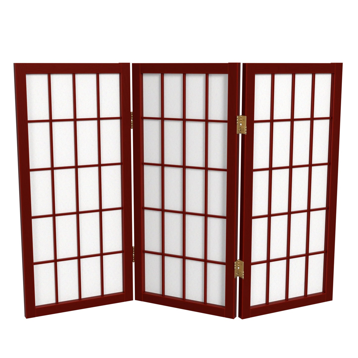 2 ft. Short Desktop Window Pane Shoji Screen - Rosewood - 3 Panels