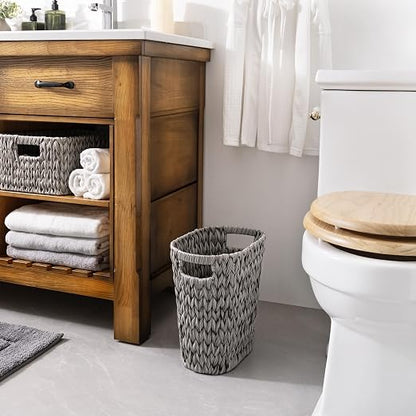 GRANNY SAYS Wicker Waste Basket - Waterproof, Space-Saving, 15L/4Gallon, Bathroom & Bedroom Trash Can