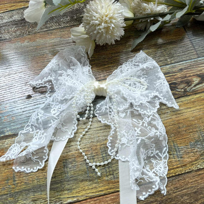 Bow Lace Curtain Tiebacks for Living Room Kids Room Punch Free Sheer Curtain Holdback Rope for Girls Room ThinCurtain Drapes Window Treatments Curtain Tiebacks 1 Pair (Ivory)