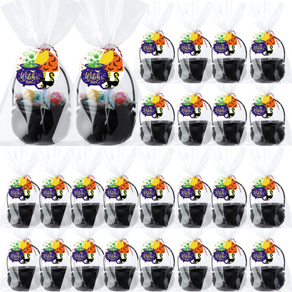 Roowest 24 Sets Halloween Party Favors, Halloween Mini Cauldrons Card Opp Bags Goodie Bag Fillers Gifts Party Supplies Non Candy Trick or Treat for Rewards