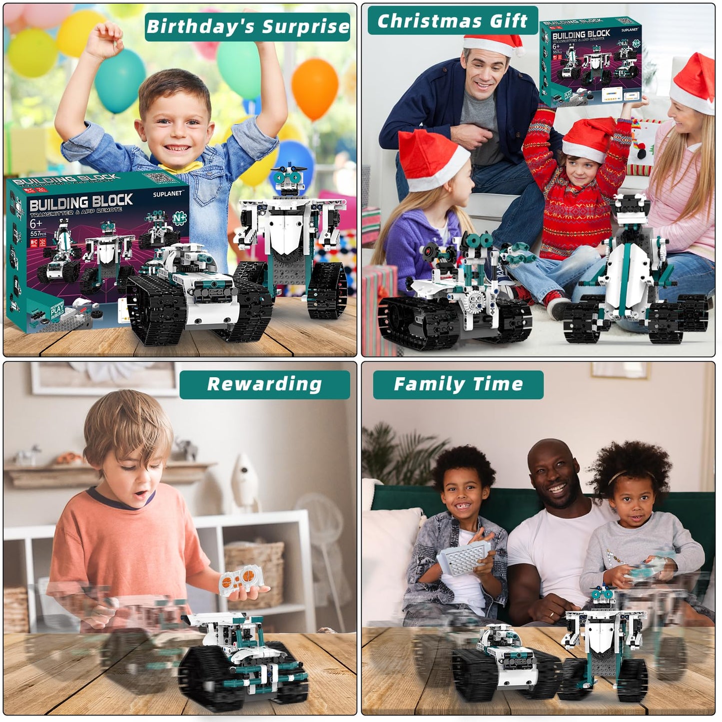 Suplanet STEM Robot Toys for 8-14, 12 in 1 Remote Control Robotics Toys for Kids, Programmable Building Robot Kit Birthday Present for Science Educational(557 Pcs)