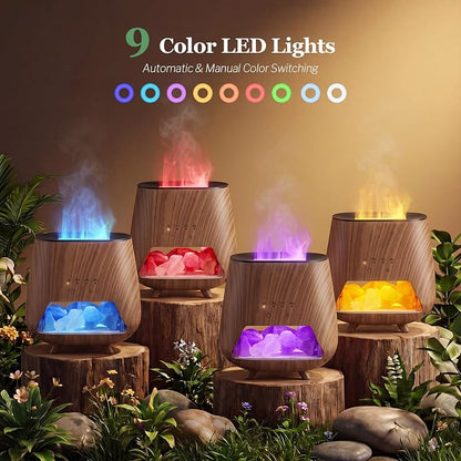 Essential Oil Diffuser for Home, 𝟒-𝐢𝐧-𝟏 Aromatherapy Diffuser & 𝐇𝐢𝐦𝐚𝐥𝐚𝐲𝐚𝐧 𝐒𝐚𝐥𝐭 Lamp, 200ml Cool Mist Humidifier, 𝟗-𝐂𝐨𝐥𝐨𝐫 𝐋𝐄𝐃, Auto Off, Bedroom Office Yoga