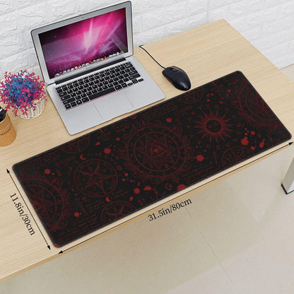 Mysterious Gothic Gaming Mouse Pad Large Extended Desk Mat Non-Slip Rubber Base Keyboard Pad with Stitched Edges for Office Gaming 31.5x11.8 in