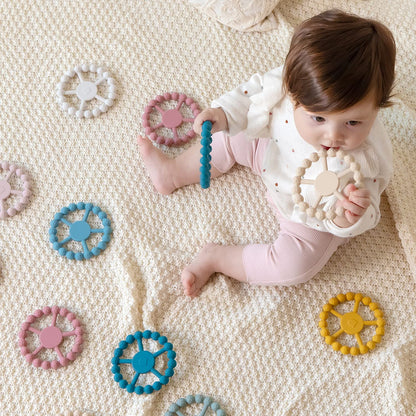 Samigo Ring Baby Teether Toys, Silicone Teething Ring Toys for Babies 0-6 6-12 Months, Baby Teethers 0-3 Months, Infant Teething Relief, Baby Girl Essentials - 2 Pack