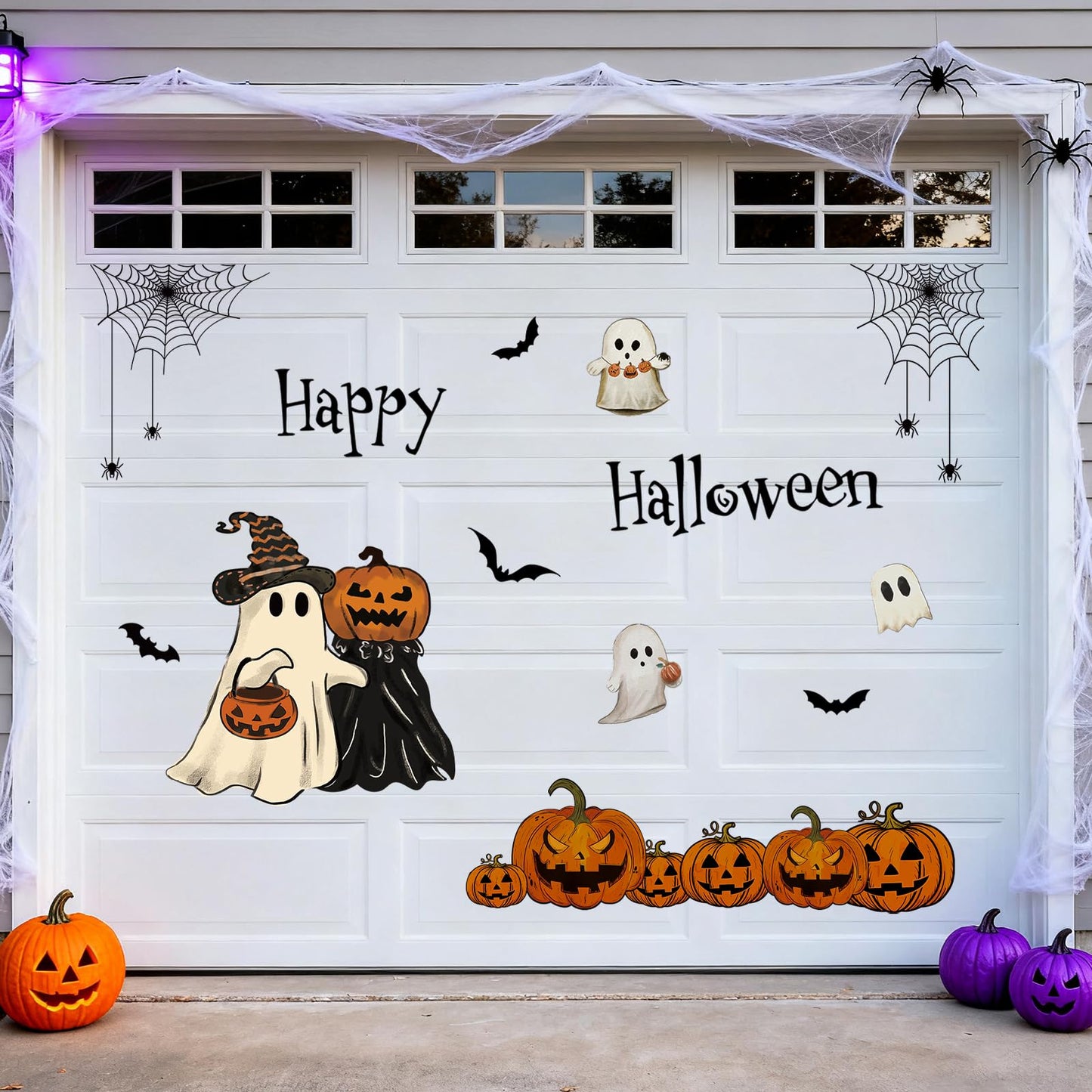 JarThenaAMCS 23Pcs Halloween Garage Decoration Magnet Stickers Ghost Pumpkin Bat Refrigerator Decals for Home Party Garage Door Car