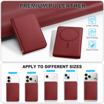 TUCCH for Magsafe Card Holder with Clear ID Window, Fit 6 Cards, RFID Blocking PU Leather Men Women Magnetic Phone Wallet for iPhone 17/16/15/14/13/12/Plus/Air/Pro/Pro Max Series, Dark Red
