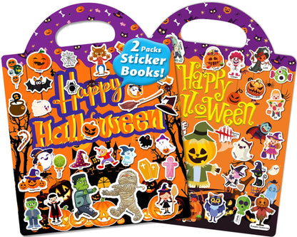 Walenced Reusable Sticker Book for Toddlers, Stickers for Kids, Toddler Sticker Book, Toddler Craft Activities, Toddler Travel Toys Boy Girl Birthday Gifts - Halloween