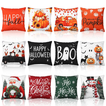 Lumina Garden 12 Pcs Fall Pillow Covers 18 x 18 Inch Holiday Throw Pillow Covers Pumpkin Cushion Case Pillowcase for Indoor Outdoor Farmhouse