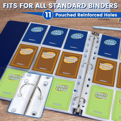 36pack Trading Card Sleeve, Holds 648 Cards, 9 Pocket Card Sleeves Binder Sheets for 3 Ring Binder, 11 Holes Trading Card Binder Sleeves Fit for MTG, Baseball, Game, Business Cards, Coupon