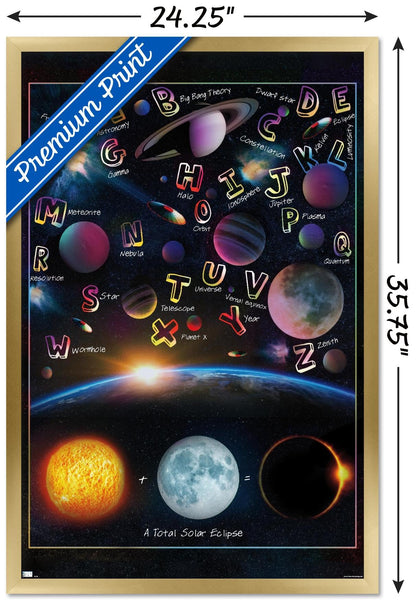 Trends International Ali Chris - The Solar System: Total Eclipse Letters Wall Poster, 34L x 22.4W, Gold Framed Version