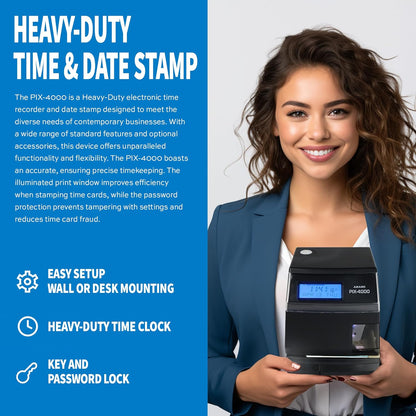 AMANO Heavy-Duty economical, and Fully Automatic Electronic time and Date Stamping Machine (PIX-4000)