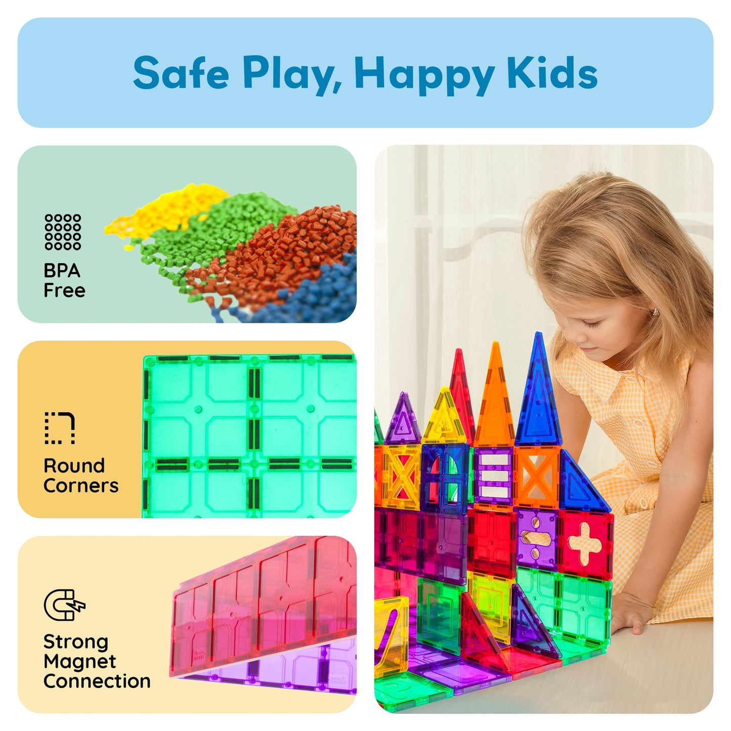 PicassoTiles Large Stabilizer Building Block Base Magnetic Building Block Tiles Jumbo XL Plate Foundation Kit Magnet Tile Stacking STEM Toy Set Compatible Education Construction Learning Square Set