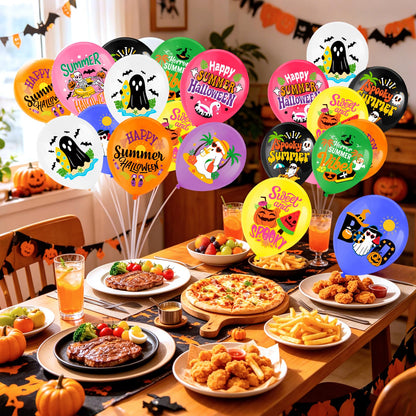 HOWAF 36pcs Summer Halloween Balloons, Spooky Summer Latex Balloons, Summer Halloween Decorations Balloon, Hawaii Halloween Balloon, Hawaii Themed Hallows' Eve Ghost Party Supplies
