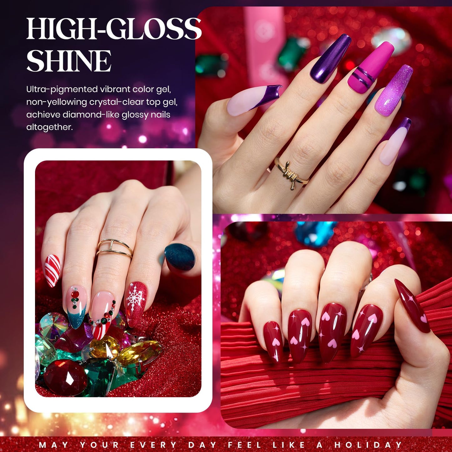 Beetles Halloween Gel Nail Polish - 39 Pcs Jelly Nail Set Glitter Changing Nail Polish Kit Treasure Box Collection with 3Pcs Base Matte and Glossy Top Soak Off Nails