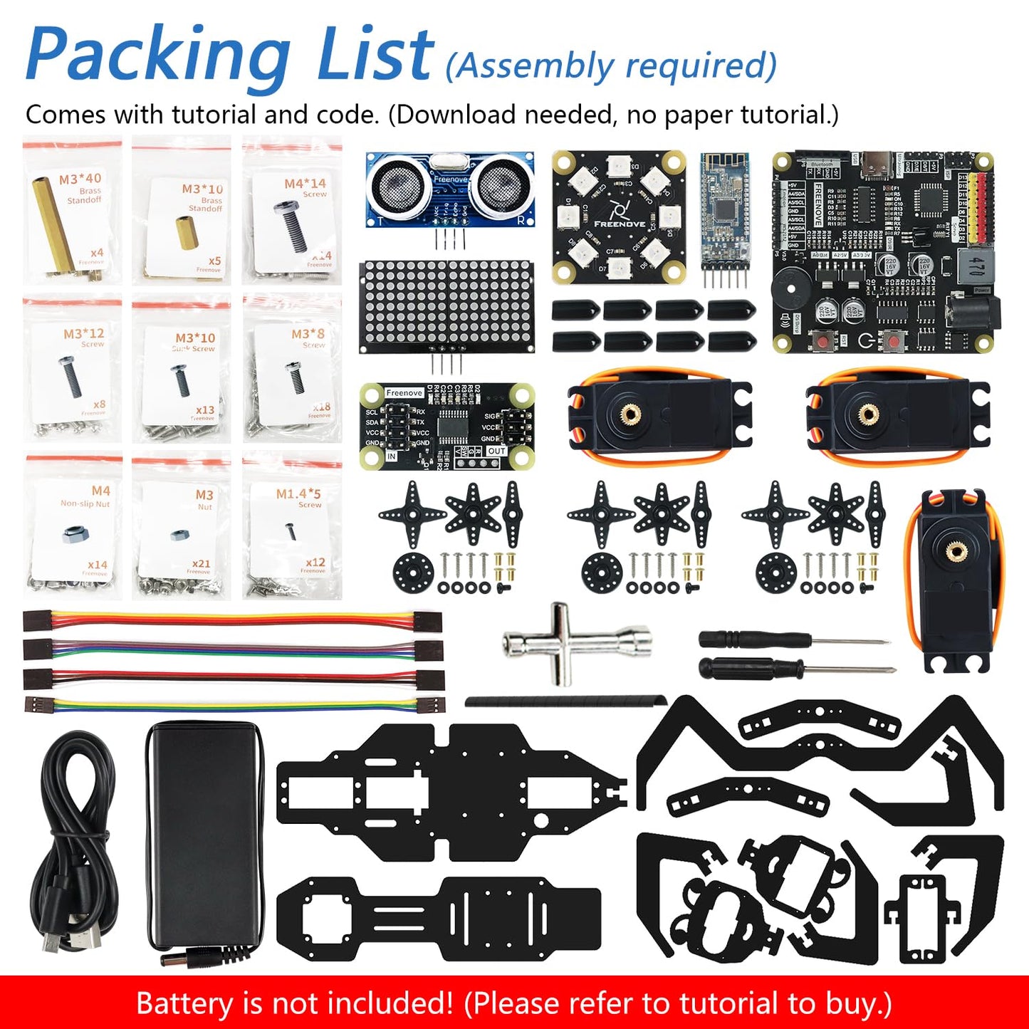 Freenove Robot Ant Kit (Compatible with Arduino IDE), Dot Matrix Expressions, Obstacle Avoidance, Wireless Control App, Ultrasonic Sensor Servo
