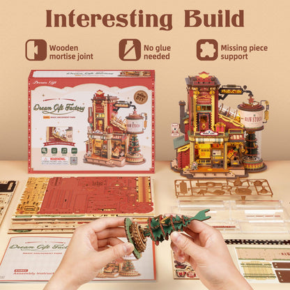ROBOTIME 3D Wooden Puzzles for Adults, Factory Wooden Music Box EAB01, Gift for Craft Enthusiast Model Building Set