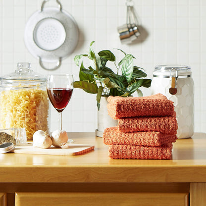 DII Basic Terry Collection Waffle Dishtowel Set, 15x26, Solid Spice, 4 Piece