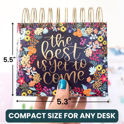 bloom daily planners Undated Perpetual Desk Easel/Inspirational Standing Flip Calendar - (5.25" x 5.5") (The Best is Yet to Come)