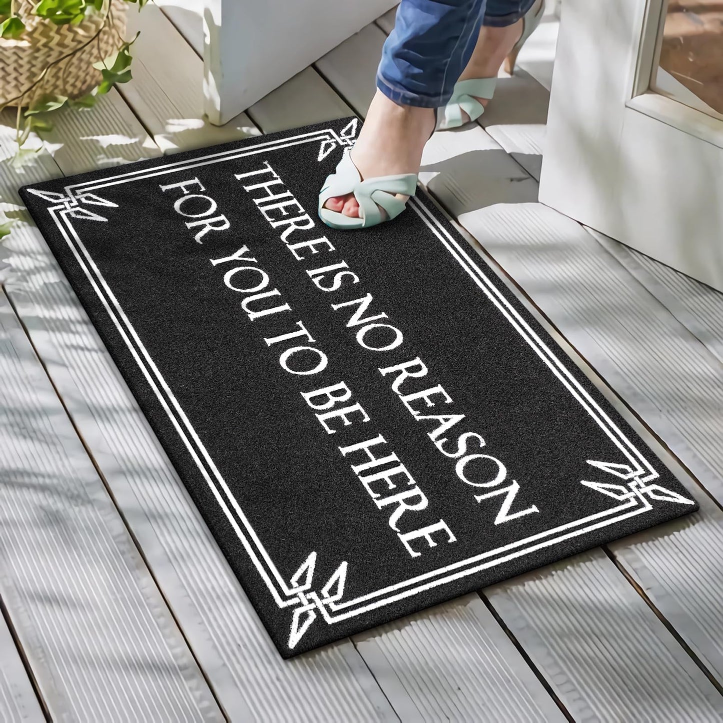 Door Mat Outdoor Indoor Welcome Black Doormats Funny There is No Reason Front Door Mats with Non-Slip Rubber for Entryway Balcony