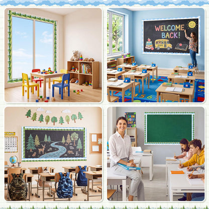 Trandraft 2 Rolls 65.6ft White Clouds Trees Bulletin Board Decorations Clouds Bulletin Board Borders Strips Classroom Decor Back to School Trim Borders for Home Office