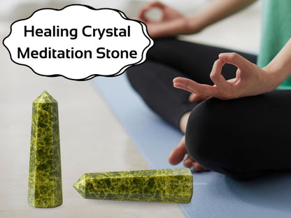 Amazing Gemstone Green Tourmaline in Matrix Crystal Towers - Natural Healing Crystal Point Obelisk for Reiki Healing and Crystal Grid (3" to 4" INCH)