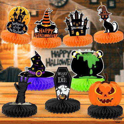KatchOn, Halloween Centerpieces for Tables - Pack of 9 | Witch Centerpiece, Halloween Table Decorations | Orange and Black Spooky Summerween Party Decorations | Summerween Decor