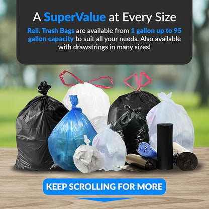 Reli. 30-33 Gallon Trash Bags Heavy Duty | 250 Count Bulk | Black Large Trash