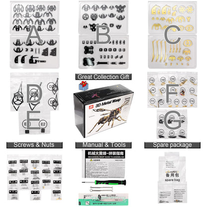 3D Metal Wasp Puzzles for Adults, Model Kits Mechanical Building Blocks, Difficult DIY for Assembly Gifts for Men