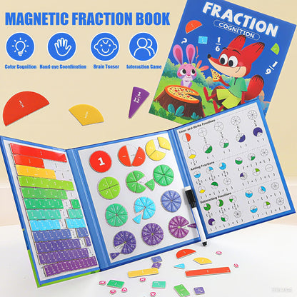BlivEclat STEM Magnetic Fraction Demonstration Book for Kids with 152 Pcs Math Fraction Magnets Tiles and Disc Set Educational Math Learning Manipulatives Set