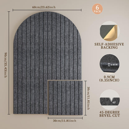 JBER Large Arched Felt Bulletin Board 36" x 24" - 6 Pack Felt Wall Tiles, Cork Board Alternative to Use in Office & Home Decor, Classroom Decor, Vision Board to Display Your Photos(Dark Gray)