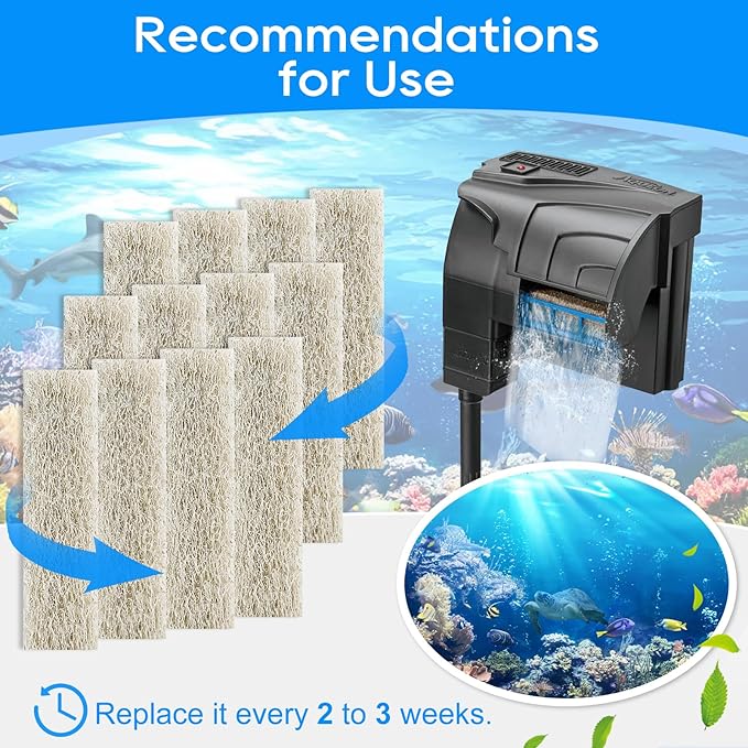 20PCS Ammonia Reducer Filter Pads Compatible with Aqueon Filter 10, Fish Tank Filters Replacement Filter Cartridges for Aqueon Quietflow LED PRO & SmartClean Aquarium Fish Tank Power Filter