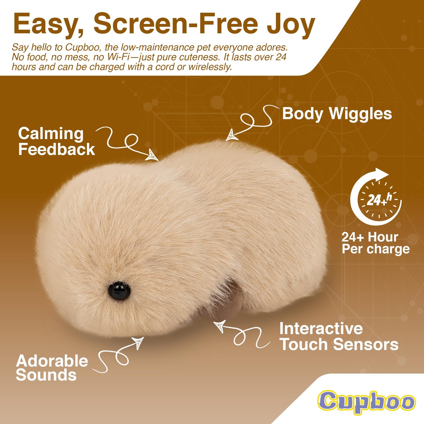 cupboo Interactive AI Plush Companion Pet– Privacy Safe Soft Huggable Intelligence Emotional Support Robot Pets, Anxiety Relief Desk Robots| Ideal Toy Gift for Kids,Teens,Adults,Seniors(Grey)