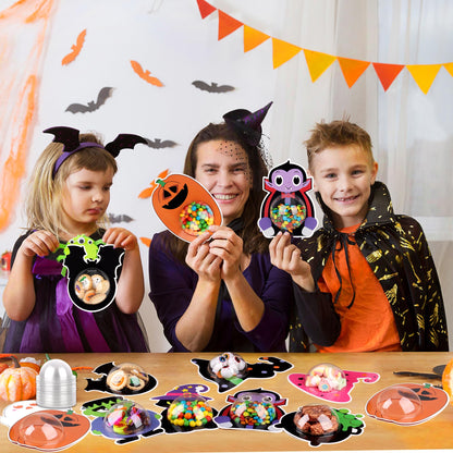 36 Set Halloween Candy Holder Cards with Clear Dome, Halloween Treat Boxes, Candy Servers,Ghost/Pumpkin/Bat Design,DIY Trick or Treat Party Favors for Kids, Classroom Prizes ,Family Gatherings(Candy Not Included)