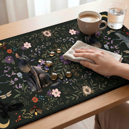 Gothrind Large Gaming Mouse Pad, Gothic Cat Desk Mat, 35.4" x 15.7"