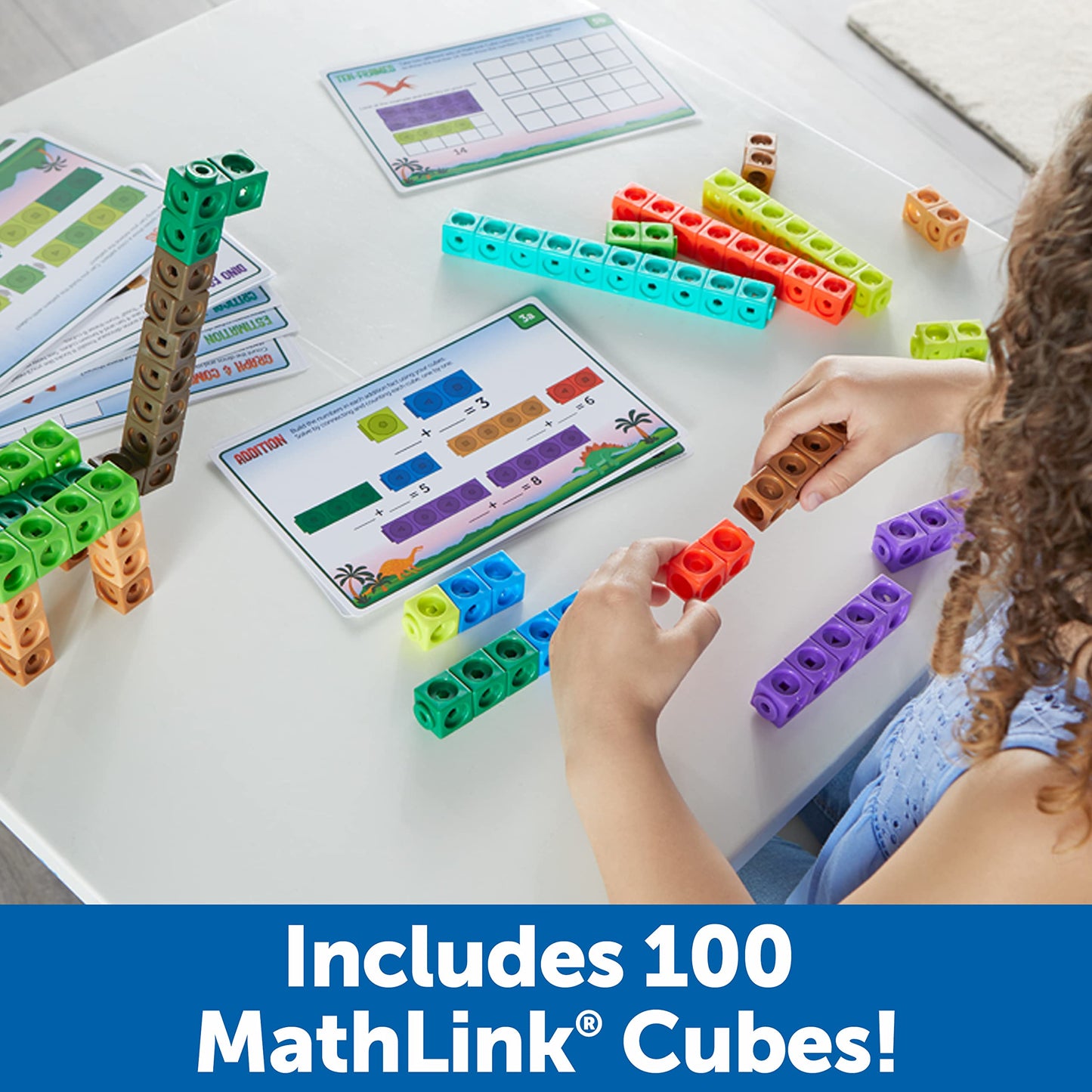 Learning Resources MathLink Cubes Kindergarten Math Activity Set: Dino Time! - Math Manipulatives for Elementary School, Kindergarten Toys, Counting Blocks for Classroom Centers and Homeschool