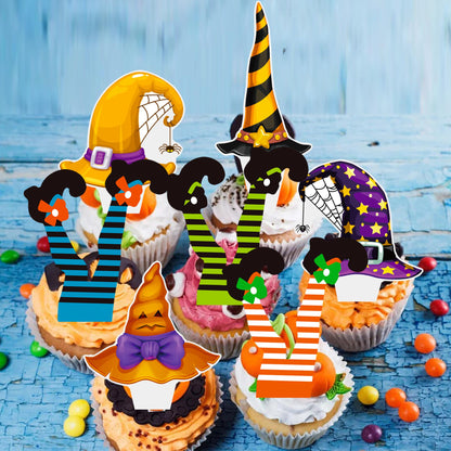 Halloween Party Decorations Witch Hat and Legs Cupcake Toppers 48PCS Witch Stocking Theme Cake Decorations Fantasy Hats Shoes Cupcake Picks for Magic Wizard Birthday Baby Shower Party Supplies