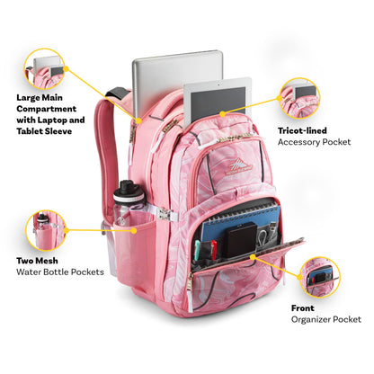 High Sierra Swerve Daypack, Pink Marble - Bubblegum Pink, One Size