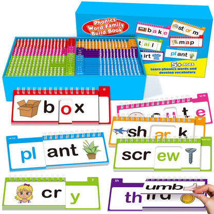 40 Read and Rhyme Flip Books,Phonics Word Family Build Book Learn to Read Phonics Flash Cards,Sight Words Flash Cards Kindergarten Reading Books,Flip Book Word Games for Preschool Learning Activities