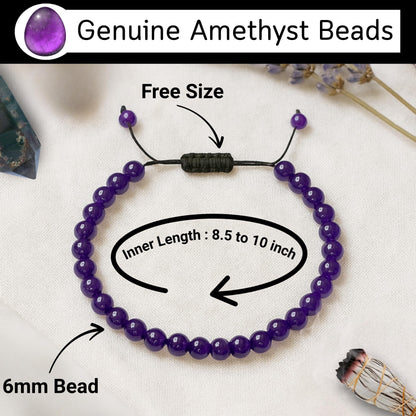 Amazing Gemstone Amethyst Anklet Ankle Bracelets for Women - Waterproof Beaded Healing Crystal Anklets, Plus Size Chakra Gemstone Bead Anklet (Stretchy Adjustable - Plain)