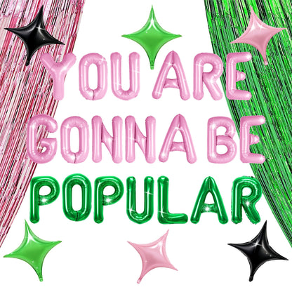 LaVenty You're Gonna Be Popular Balloon Banner for Witch Birthday Party Pink and Green Princess Witch Party Decorations