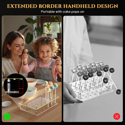 DEMEGA Cake Pop Stand 24 Holes Lollipop Display Stand, Acrylic Clear Cake Pop Holder Lollipop Display for Dessert Table Weddings Birthday Party Halloween Candy Decorative