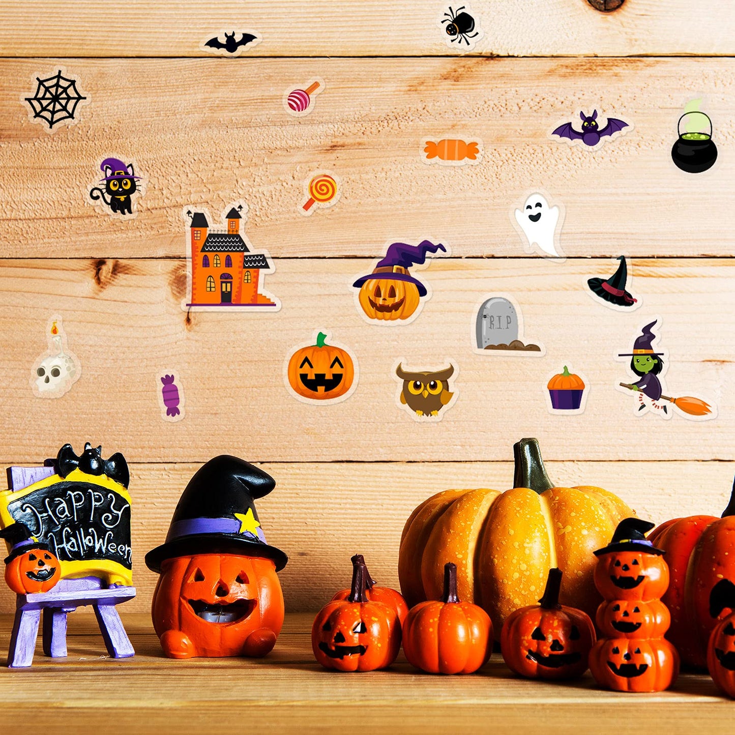 40 PCS Halloween Thick Gel Clings Halloween Window Gel Clings Decals Stickers for Kids, Toddlers and Adults Home Airplane Classroom Nursery Pumpkin Party Supplies Decorations Removable and Reusable