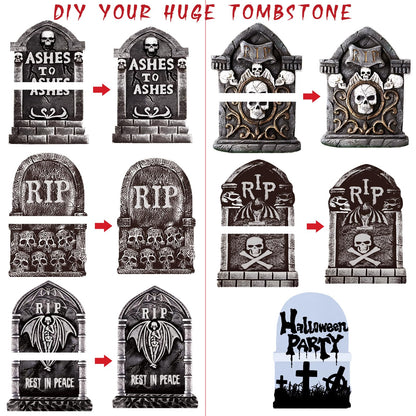 25.6inches Halloween Decorations Outdoor, DIY Halloween Decorations Outdoor of Gravestone Yard Signs, Extra Large Halloween TombstonesCemetery Headstones Scary Decorations for Garden with Waterproof