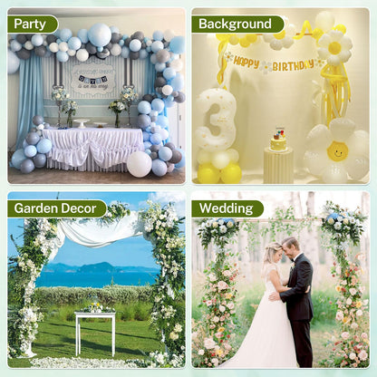 YIJXPOIN 8FT Wedding Arch Backdrop Stand, Gold Square Back Drop Adjustable Stand Metal Arch Heavy Duty Backdrop Stand Kit Frame for Party Wedding Birthday Photobooth Decorations