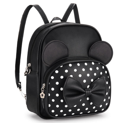 Coziyee Mini Backpack for Girls Women Cute Bowknot Polka Dot Small Mouse Backpack for Kid Toddler Purse Shoulder Bag Daypacks (Black)