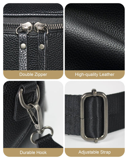 CHERUBEL Crossbody Bags for Women, Large Vegan Leather Trendy Bum Bag (Black)